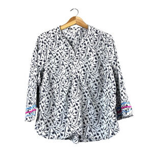 Women's Black and White Talbots Blouse LP